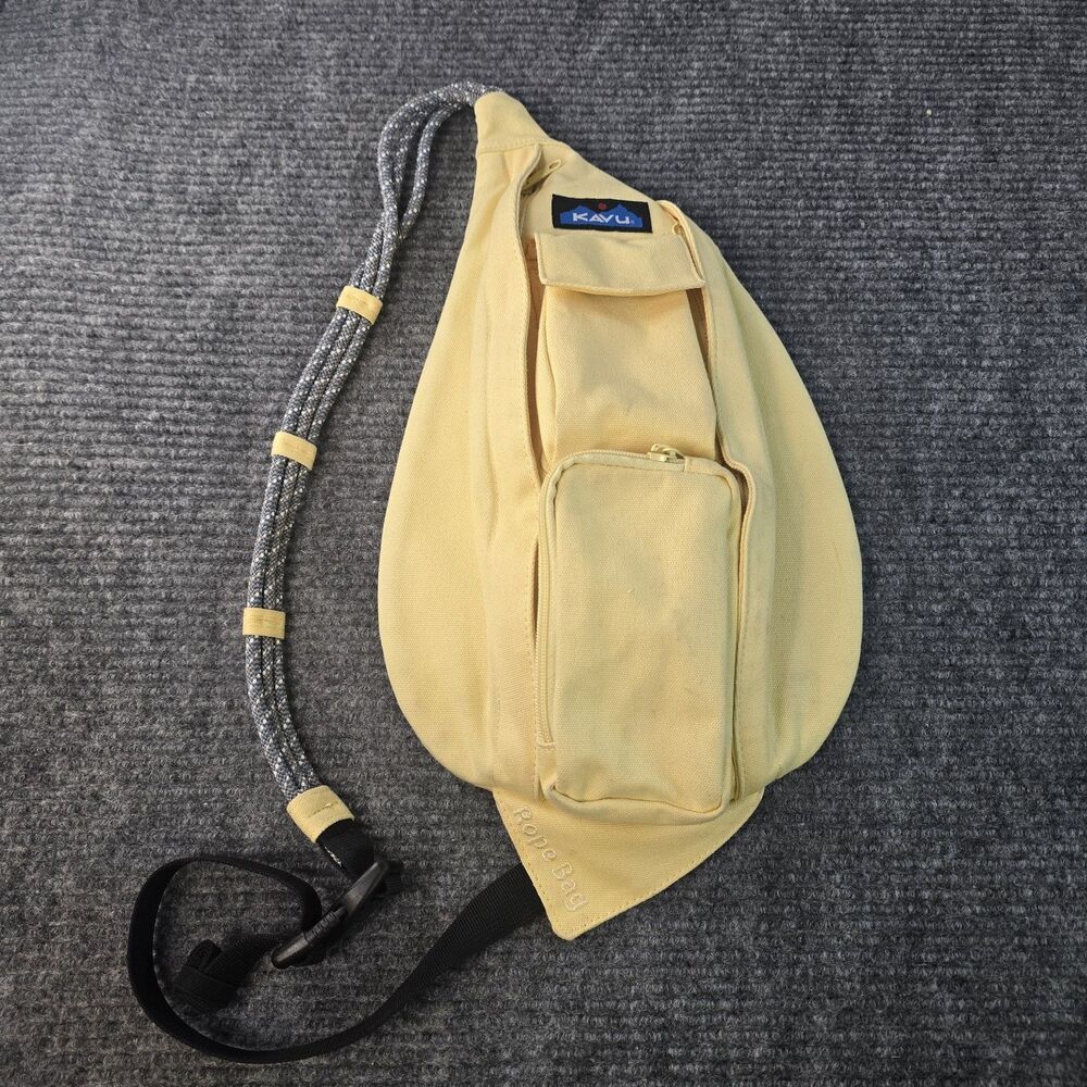KAVU Rope Sling Bag Crossbody Backpack Soft Yellow "Vanilla Cake" Hiking Outdoor